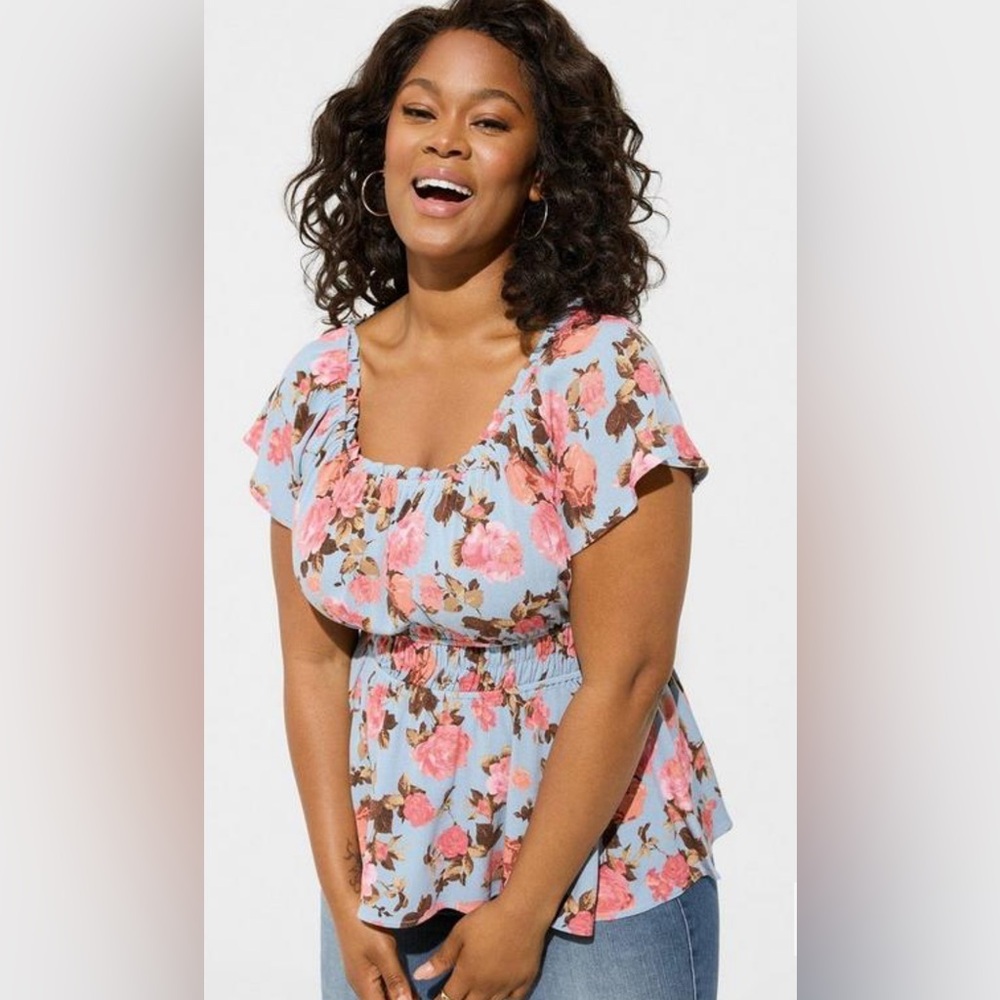 Torrid Babydoll Gauze Short Sleeve Top
